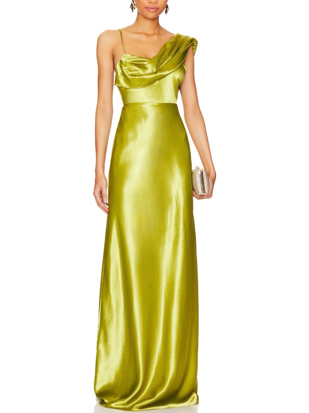 House of Harlow One Shoulder Chartreuse Gown